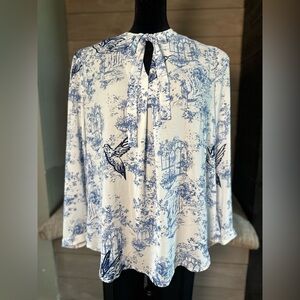 Chico's Blue and White Patterned Blouse